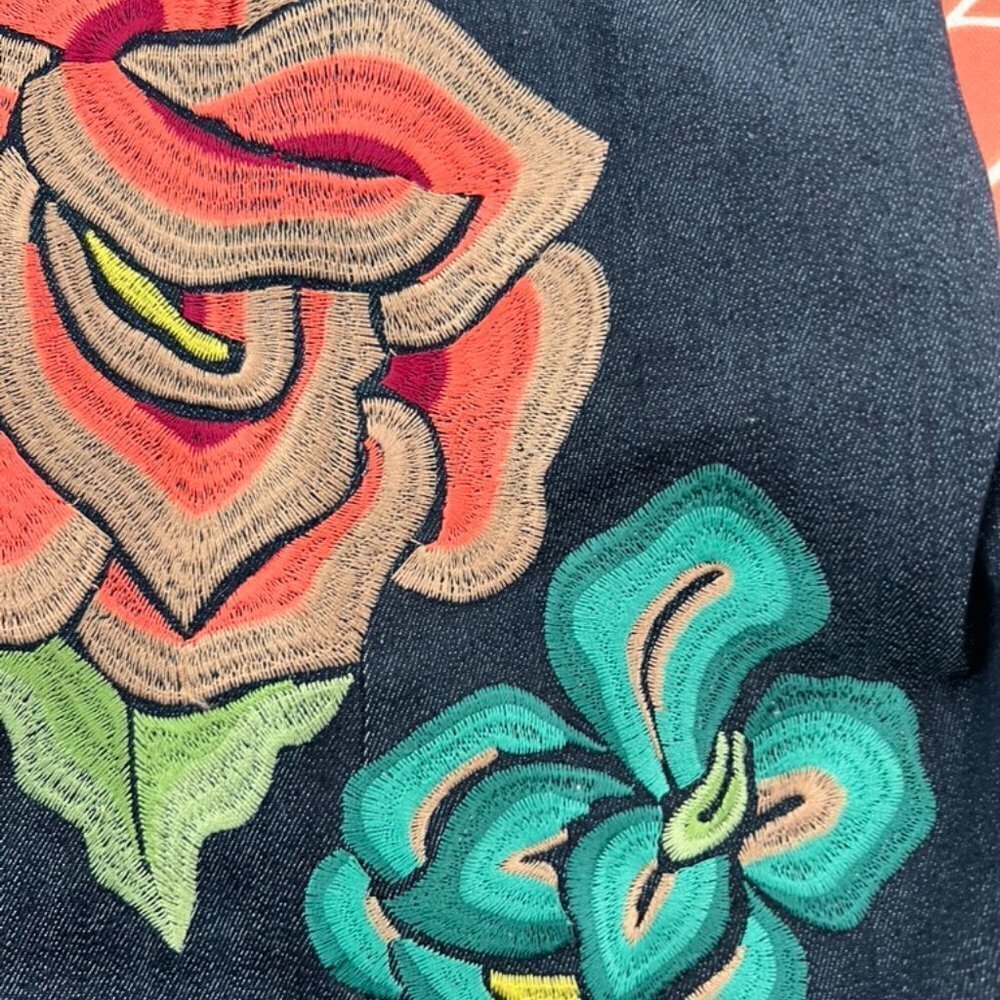 cinq a sept denim floral multicolor embroidered dress size 0 - Picture 4 of 6